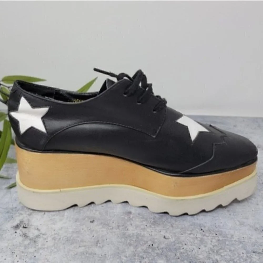 Stella McCartney | Black Elyse Star Platform Sneakers Size EU 38